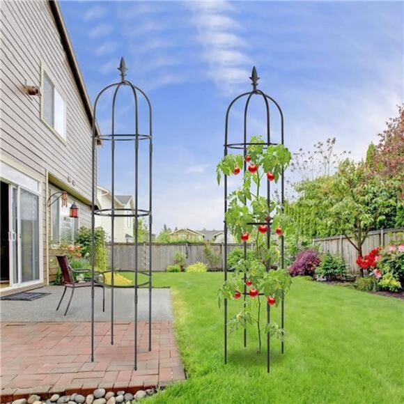 2 Pack Garden Trellis for Climbing Plants Outdoor, Rustproof Plastic Coated - Picture 6 of 7